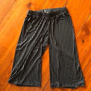 Striped, cropped, wide-leg maternity pants